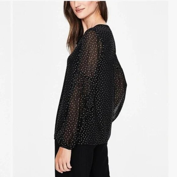 Abercrombie & Fitch Tops - Abercrombie & Fitch Sheer Polka Dot Blouse Top Long Sleeves NEW Size XS